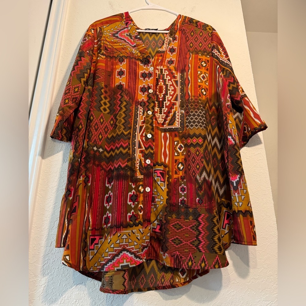 Show Me Your Mumu Aztec Patchwork Tunic Button Do… - image 3